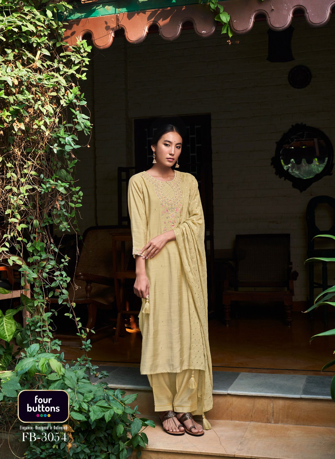 Four Buttons Muraad Exclusive Designer Wholesale Readymade Suits